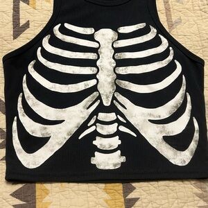 Women’s Black Skeleton Crop Top